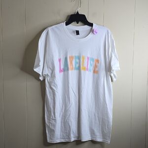 Gildan Custom Made White LAKELIFE Women's T-Shirt Large